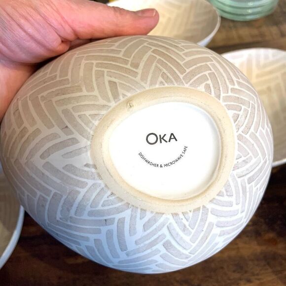 OKA 6 Handmade Porcelain Cereal / Soup Bowls - Picture 9 of 10